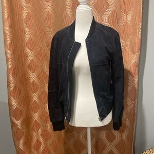 Navy Theory bomber jacket suede